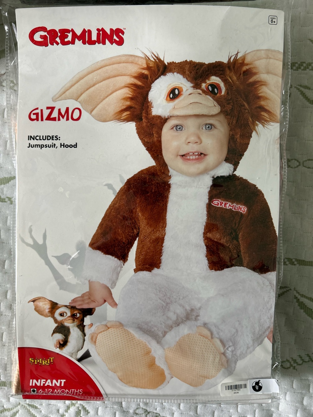 Gizmo Gremlins Baby 6-12 months Brown and White Plush Halloween Costume